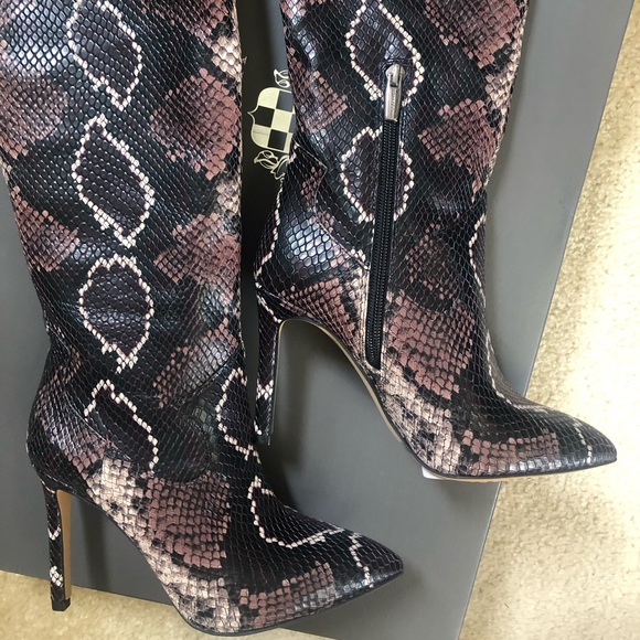 NEW Vince Camuto Western Snake Python Cowboy Heeled Kervana Knee High Boots - Picture 9 of 10